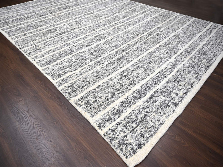 12'4" x 18'0" New Hand Knotted Black Wool Rectangle Oriental Rug - MOA10284185