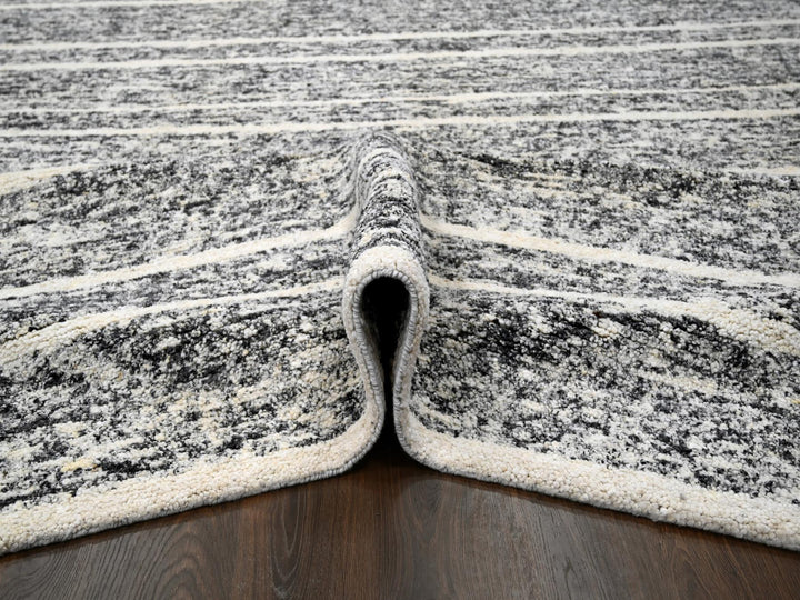 12'4" x 18'0" New Hand Knotted Black Wool Rectangle Oriental Rug - MOA10284185