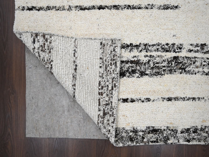 8'0" x 9'9" New Hand Knotted Ivory Wool Rectangle Oriental Rug - MOA10284186
