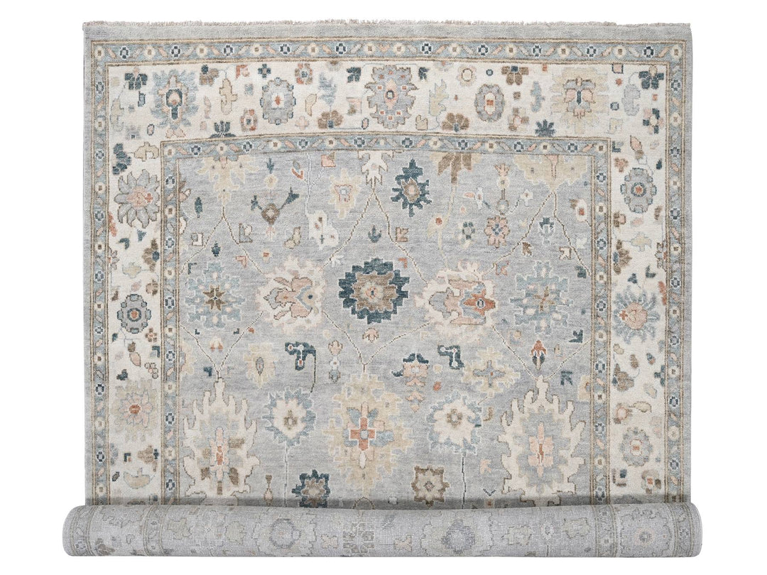 12'0" x 17'10" New Hand Knotted Grey Wool Rectangle Oriental Rug - MOA10284187