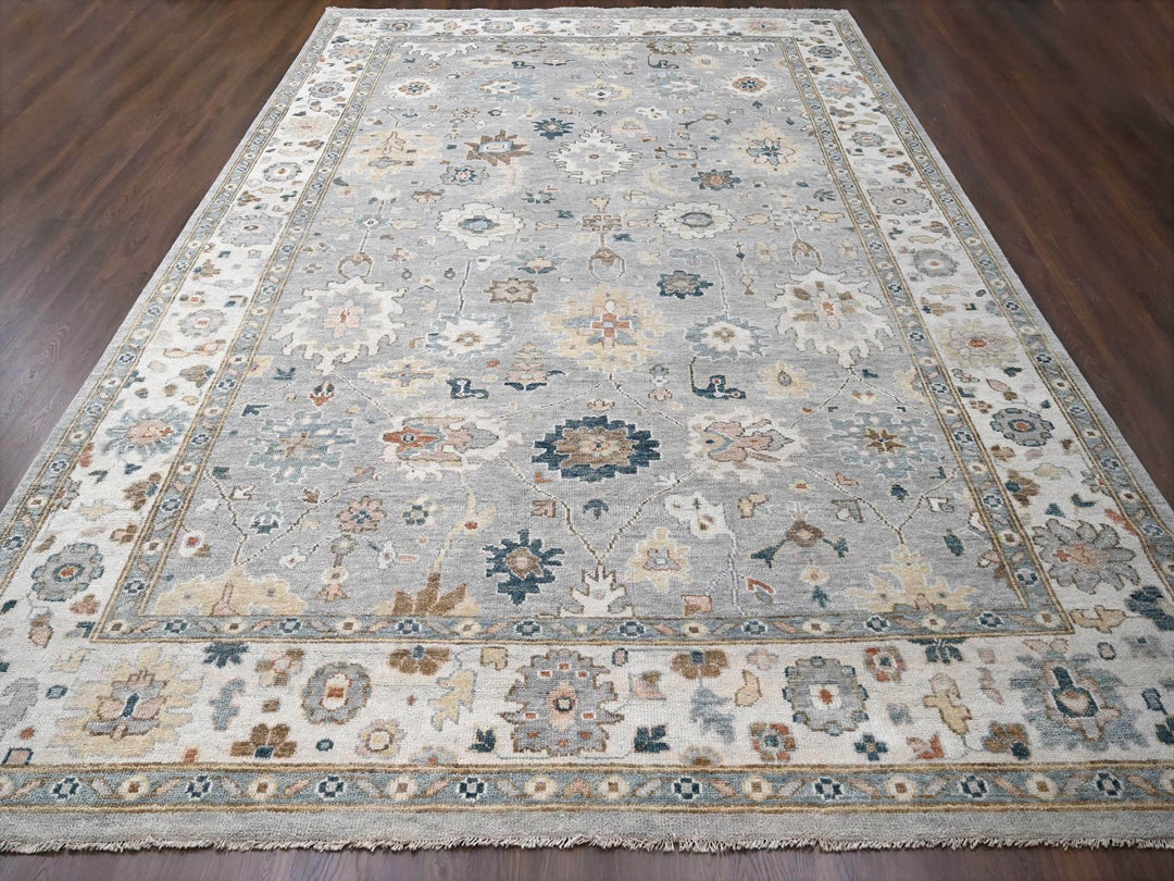 12'0" x 17'10" New Hand Knotted Grey Wool Rectangle Oriental Rug - MOA10284187