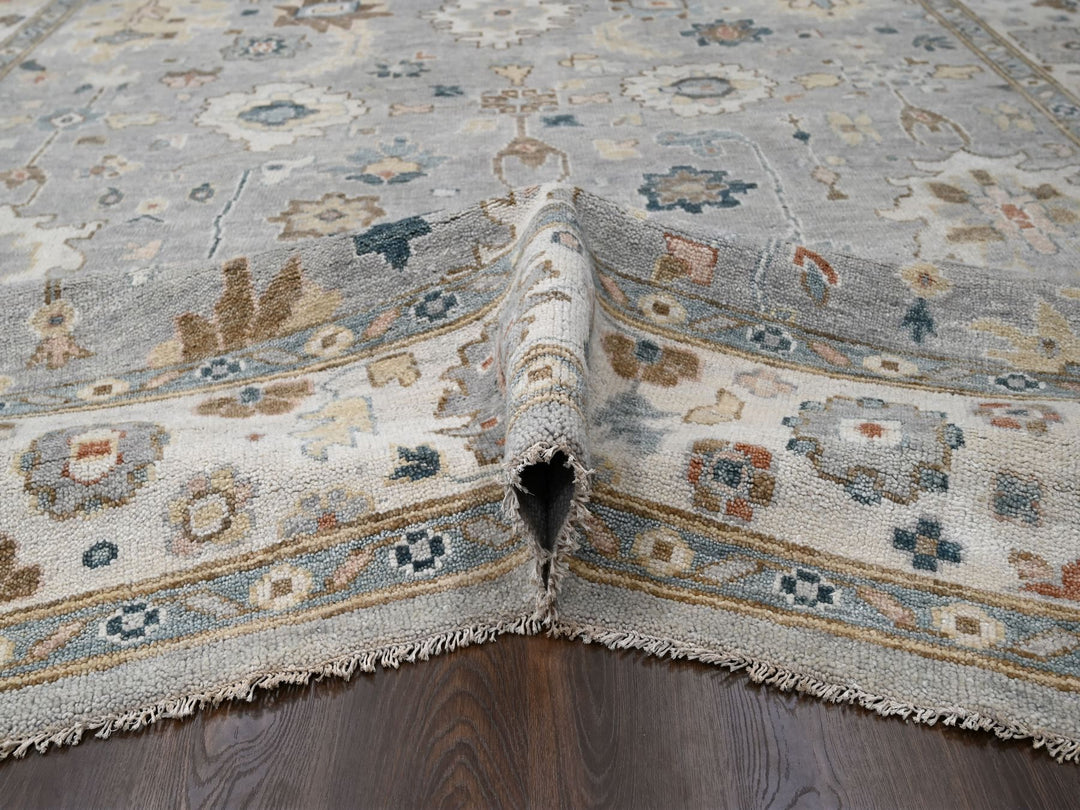 12'0" x 17'10" New Hand Knotted Grey Wool Rectangle Oriental Rug - MOA10284187