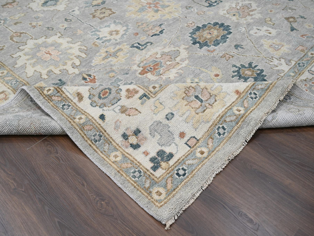 12'0" x 17'10" New Hand Knotted Grey Wool Rectangle Oriental Rug - MOA10284187