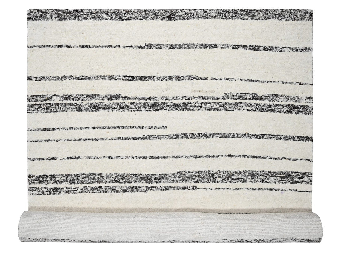12'0" x 17'9" New Hand Knotted Ivory Wool Rectangle Oriental Rug - MOA10284190