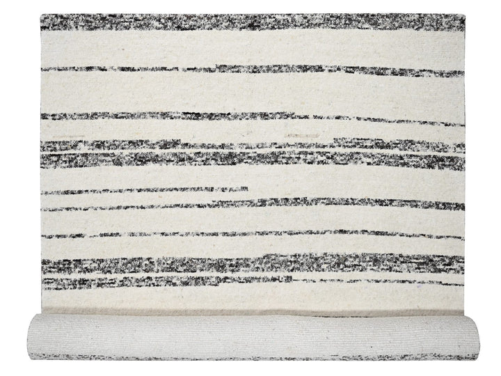 12'0" x 17'9" New Hand Knotted Ivory Wool Rectangle Oriental Rug - MOA10284190