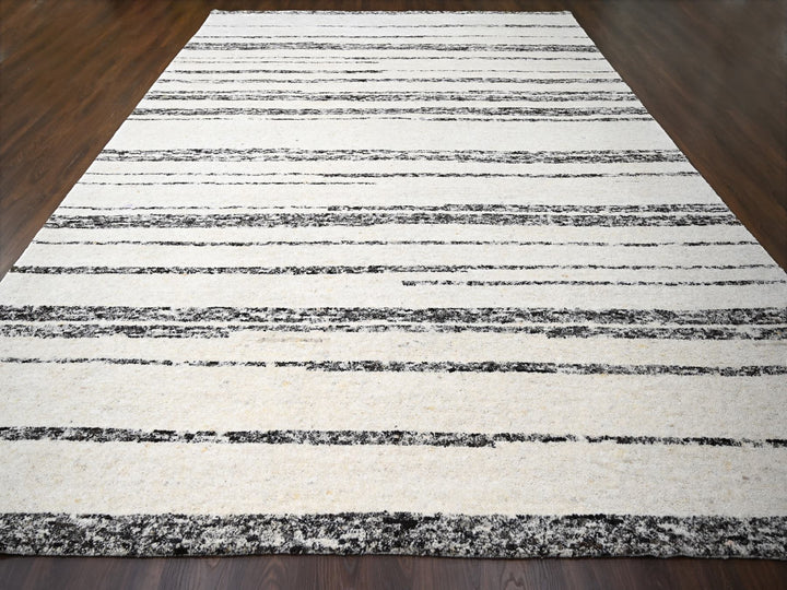 12'0" x 17'9" New Hand Knotted Ivory Wool Rectangle Oriental Rug - MOA10284190
