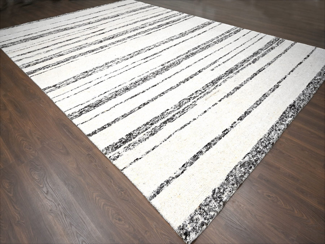 12'0" x 17'9" New Hand Knotted Ivory Wool Rectangle Oriental Rug - MOA10284190