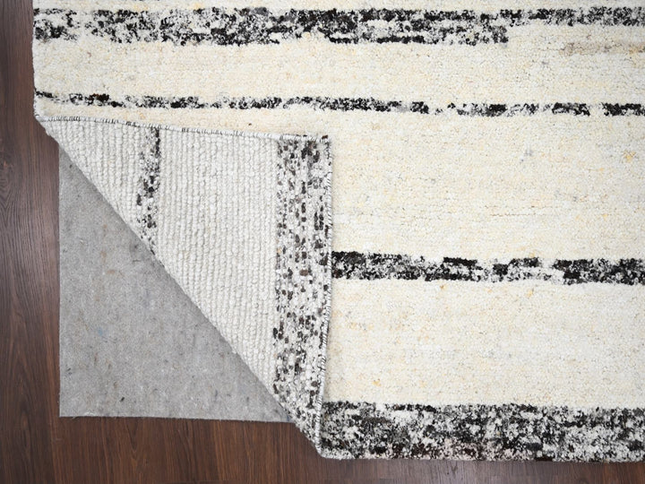 12'0" x 17'9" New Hand Knotted Ivory Wool Rectangle Oriental Rug - MOA10284190