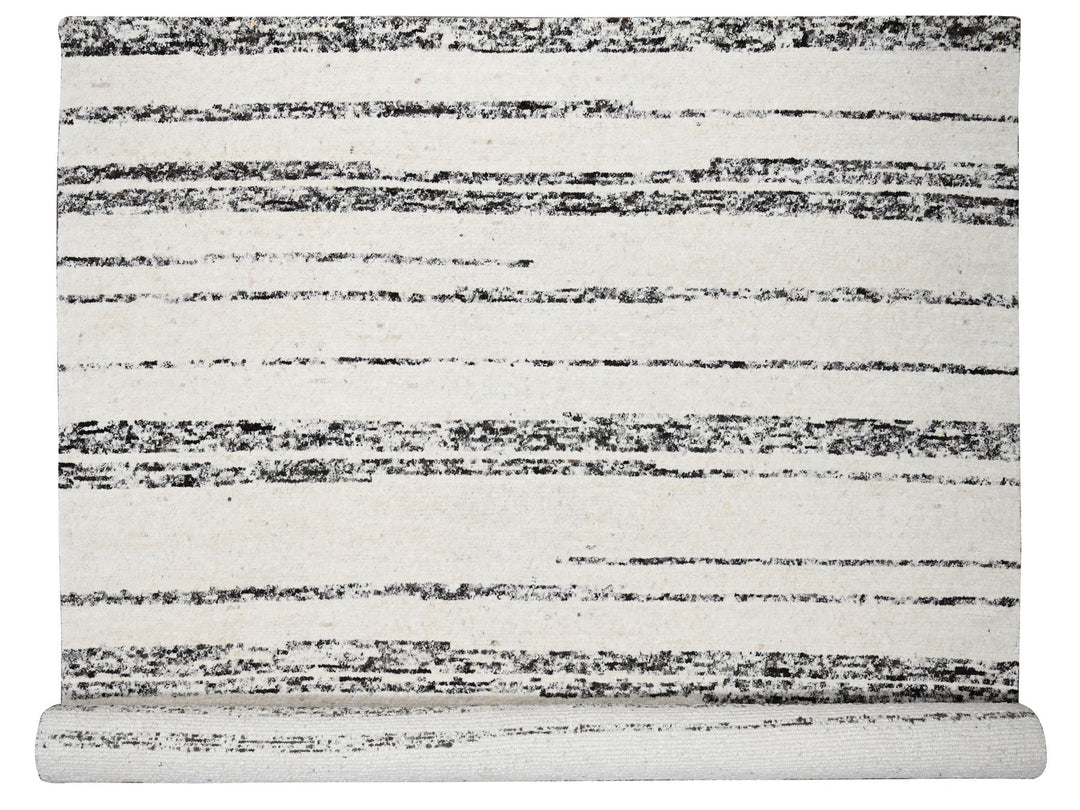12'2" x 14'9" New Hand Knotted Ivory Wool Rectangle Oriental Rug - MOA10284191