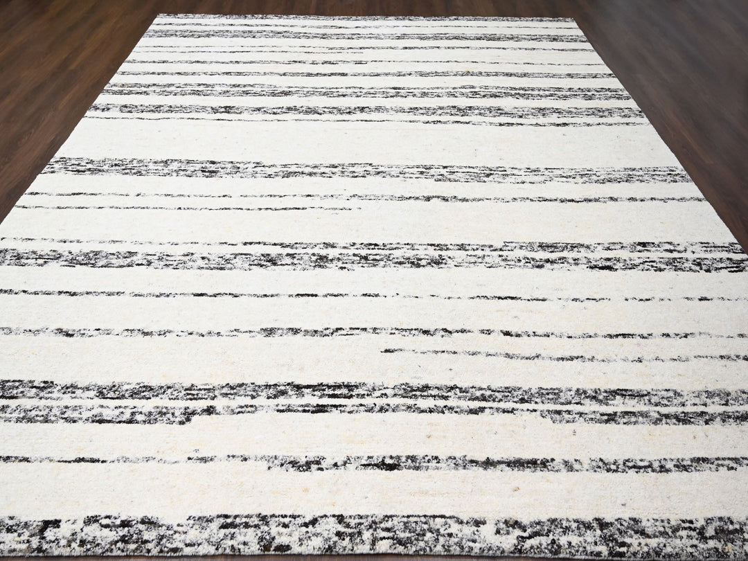 12'2" x 14'9" New Hand Knotted Ivory Wool Rectangle Oriental Rug - MOA10284191