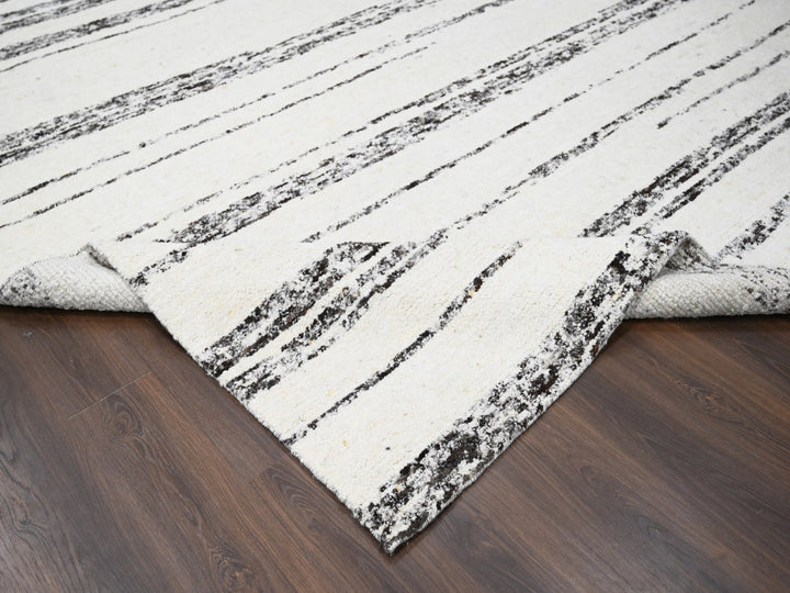 12'2" x 14'9" New Hand Knotted Ivory Wool Rectangle Oriental Rug - MOA10284191