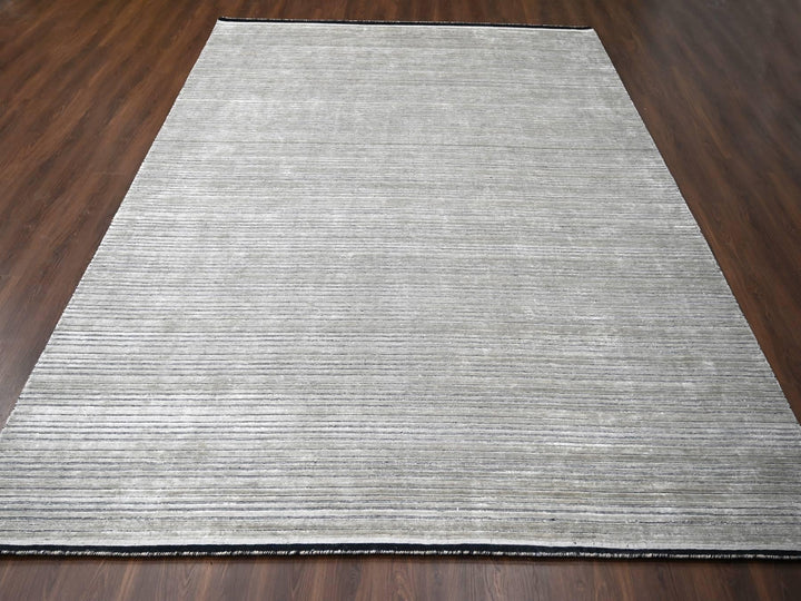 10'0" x 14'0" New Hand Loomed Brown Wool & Silk Rectangle Oriental Rug - MOA10284196