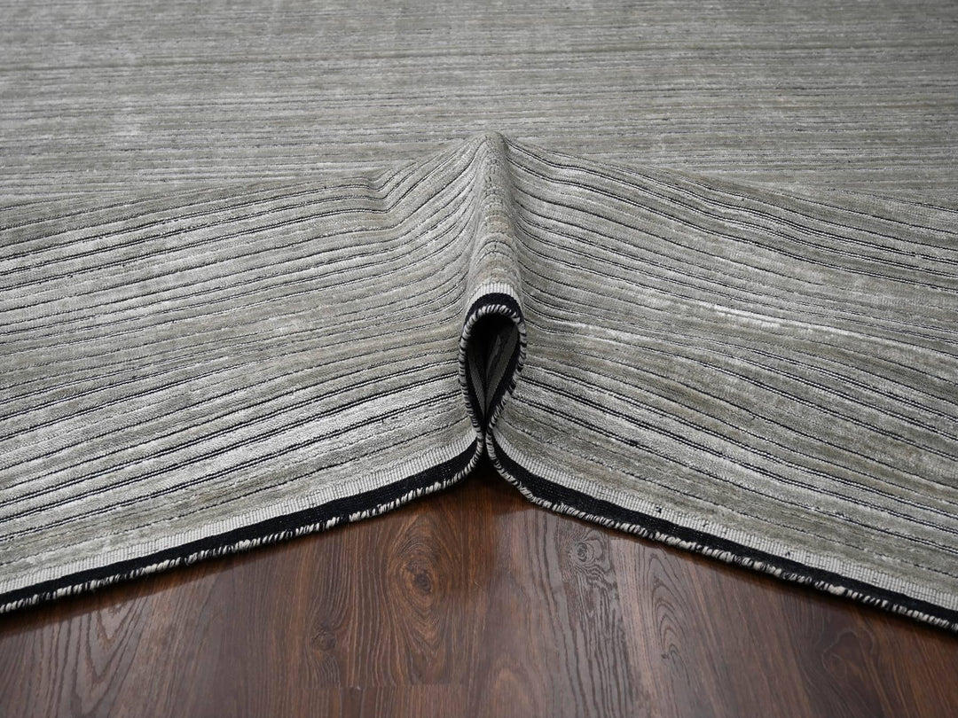 10'0" x 14'0" New Hand Loomed Brown Wool & Silk Rectangle Oriental Rug - MOA10284196