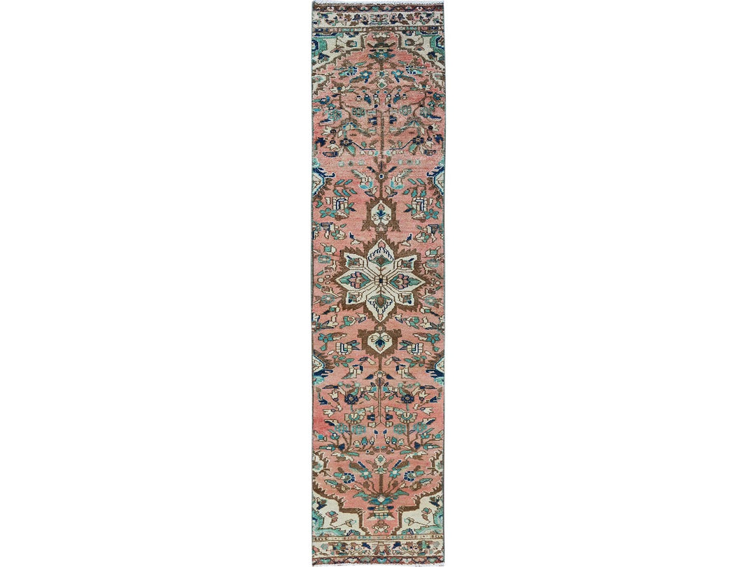 1'11" x 9'0" Vintage Hand Knotted Pink Wool Runner Oriental Rug - MOA102841