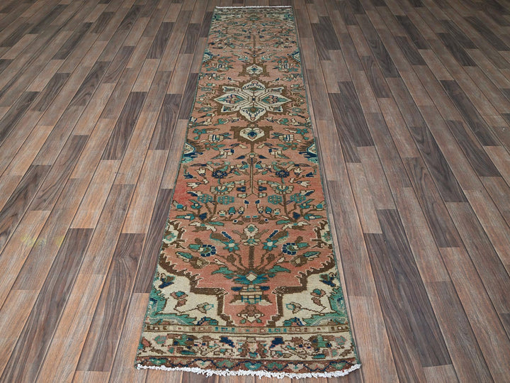 1'11" x 9'0" Vintage Hand Knotted Pink Wool Runner Oriental Rug - MOA102841