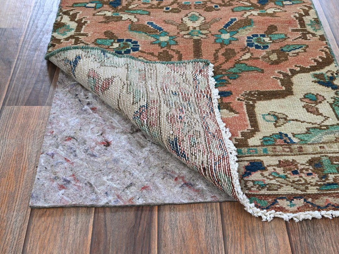 1'11" x 9'0" Vintage Hand Knotted Pink Wool Runner Oriental Rug - MOA102841