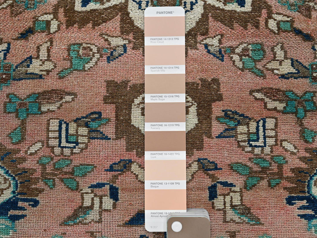 1'11" x 9'0" Vintage Hand Knotted Pink Wool Runner Oriental Rug - MOA102841