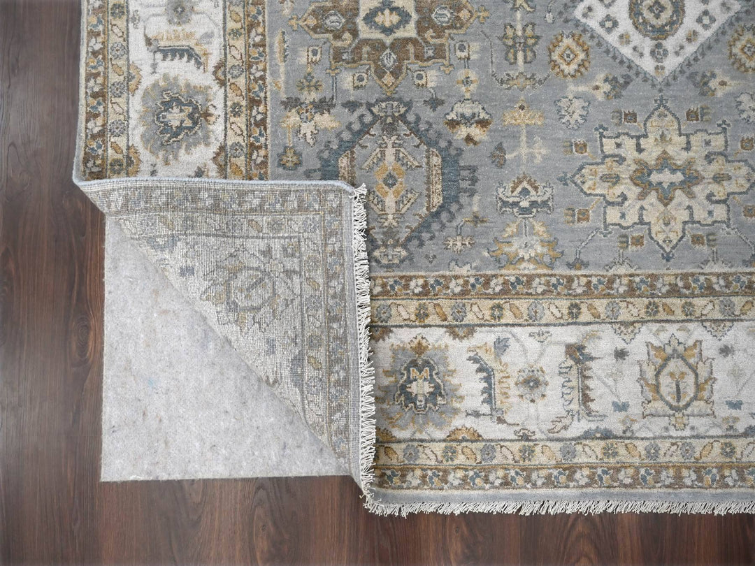 8'0" x 8'0" New Hand Knotted Grey Wool Square Oriental Rug - MOA10284205