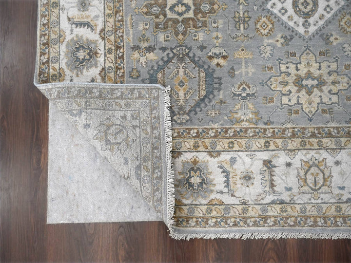 8'0" x 8'0" New Hand Knotted Grey Wool Square Oriental Rug - MOA10284205