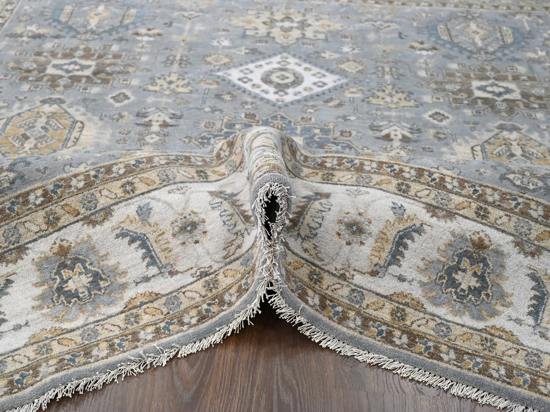 8'0" x 8'0" New Hand Knotted Grey Wool Square Oriental Rug - MOA10284205