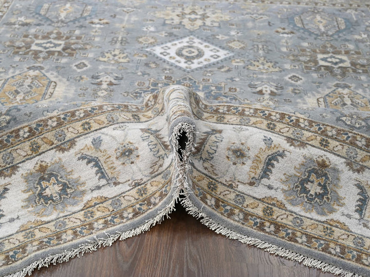 8'0" x 8'0" New Hand Knotted Grey Wool Square Oriental Rug - MOA10284205