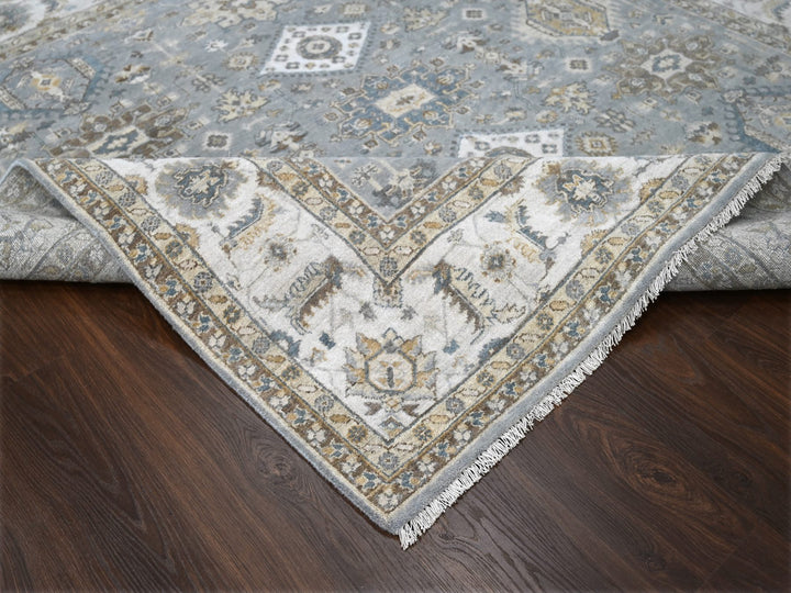 8'0" x 8'0" New Hand Knotted Grey Wool Square Oriental Rug - MOA10284205