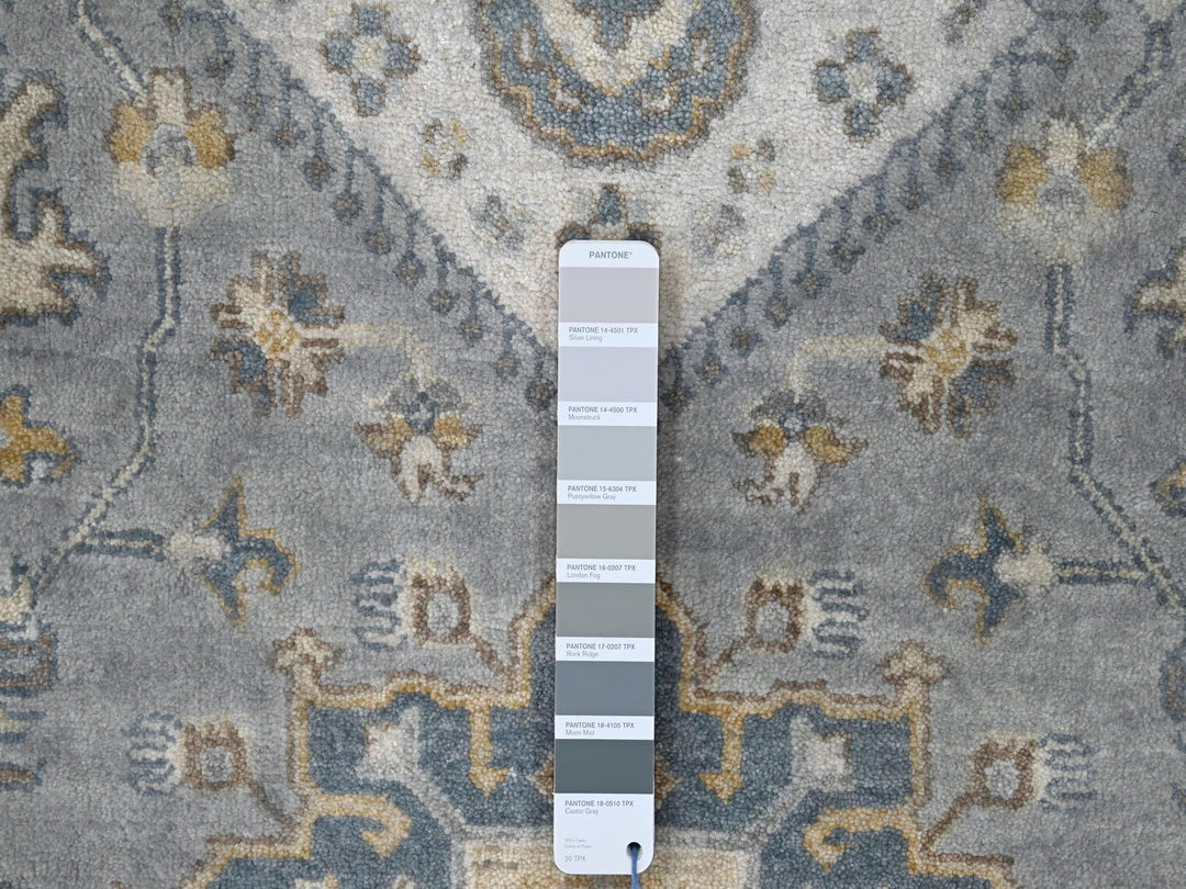 8'0" x 8'0" New Hand Knotted Grey Wool Square Oriental Rug - MOA10284205