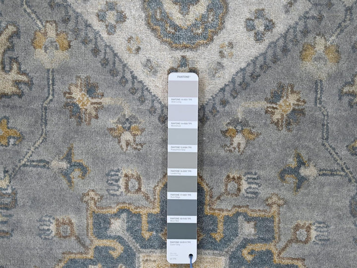 8'0" x 8'0" New Hand Knotted Grey Wool Square Oriental Rug - MOA10284205