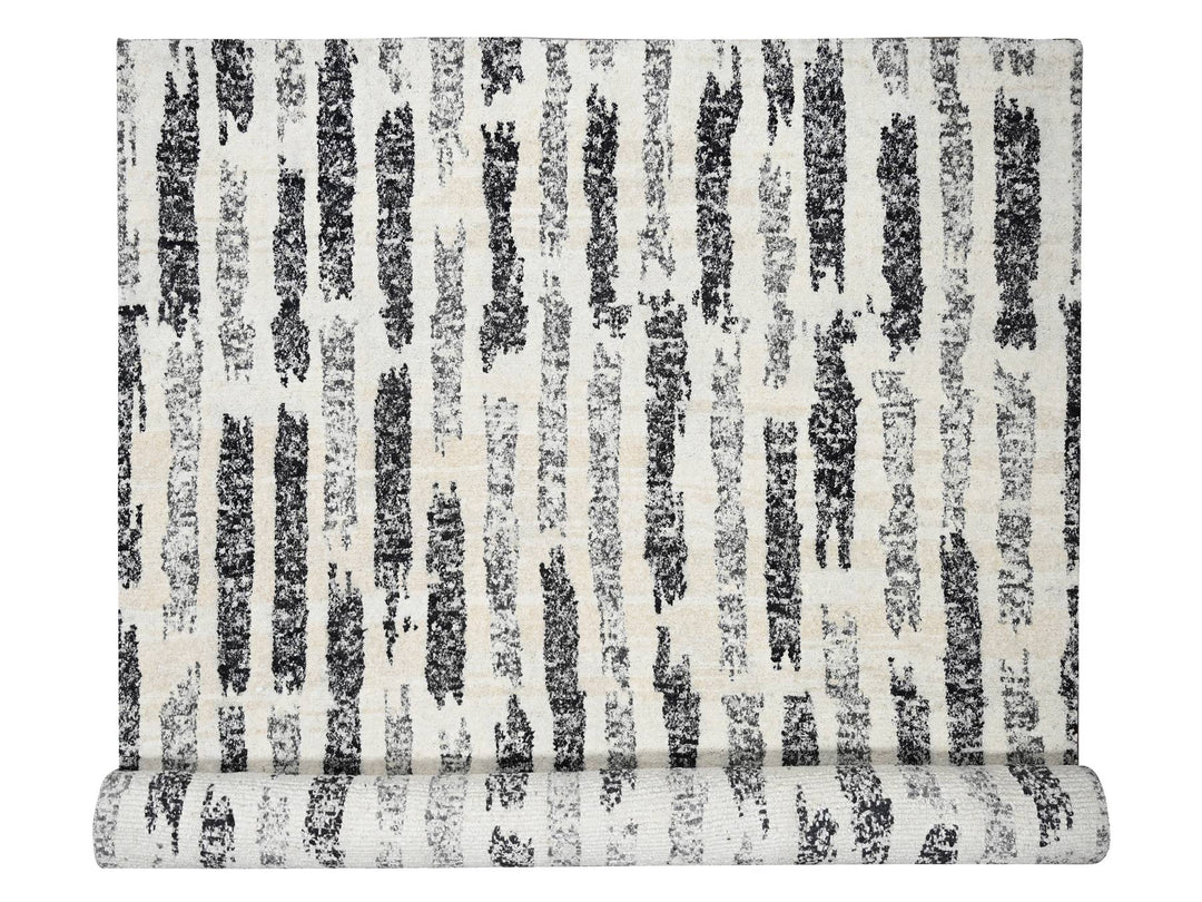 12'0" x 14'9" New Hand Knotted Black Wool Rectangle Oriental Rug - MOA10284207