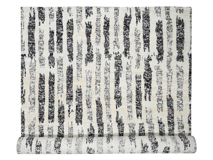 12'0" x 14'9" New Hand Knotted Black Wool Rectangle Oriental Rug - MOA10284207