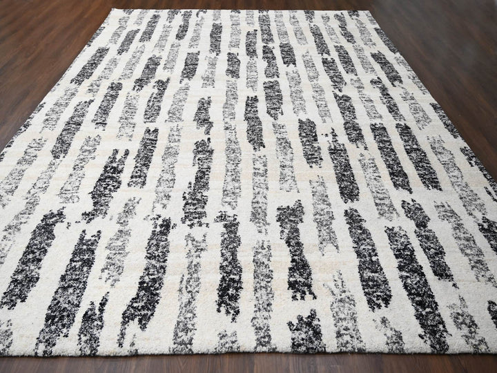 12'0" x 14'9" New Hand Knotted Black Wool Rectangle Oriental Rug - MOA10284207