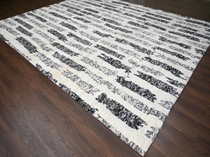 12'0" x 14'9" New Hand Knotted Black Wool Rectangle Oriental Rug - MOA10284207
