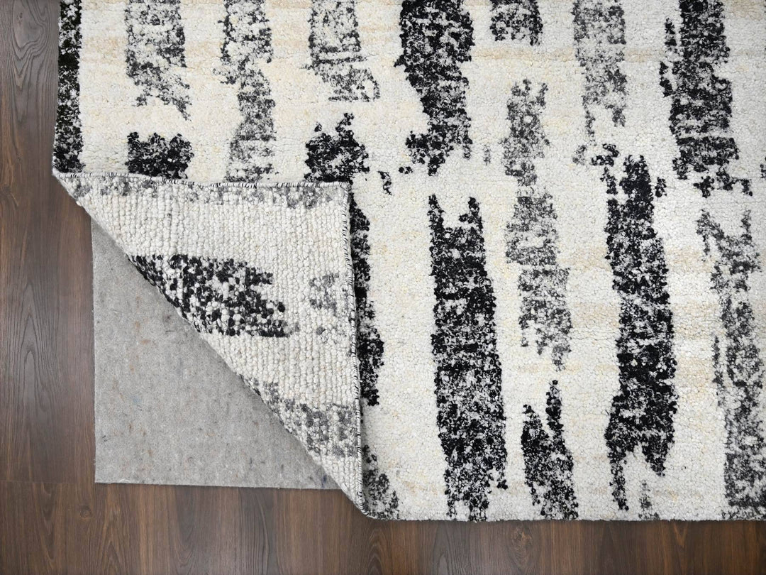 12'0" x 14'9" New Hand Knotted Black Wool Rectangle Oriental Rug - MOA10284207