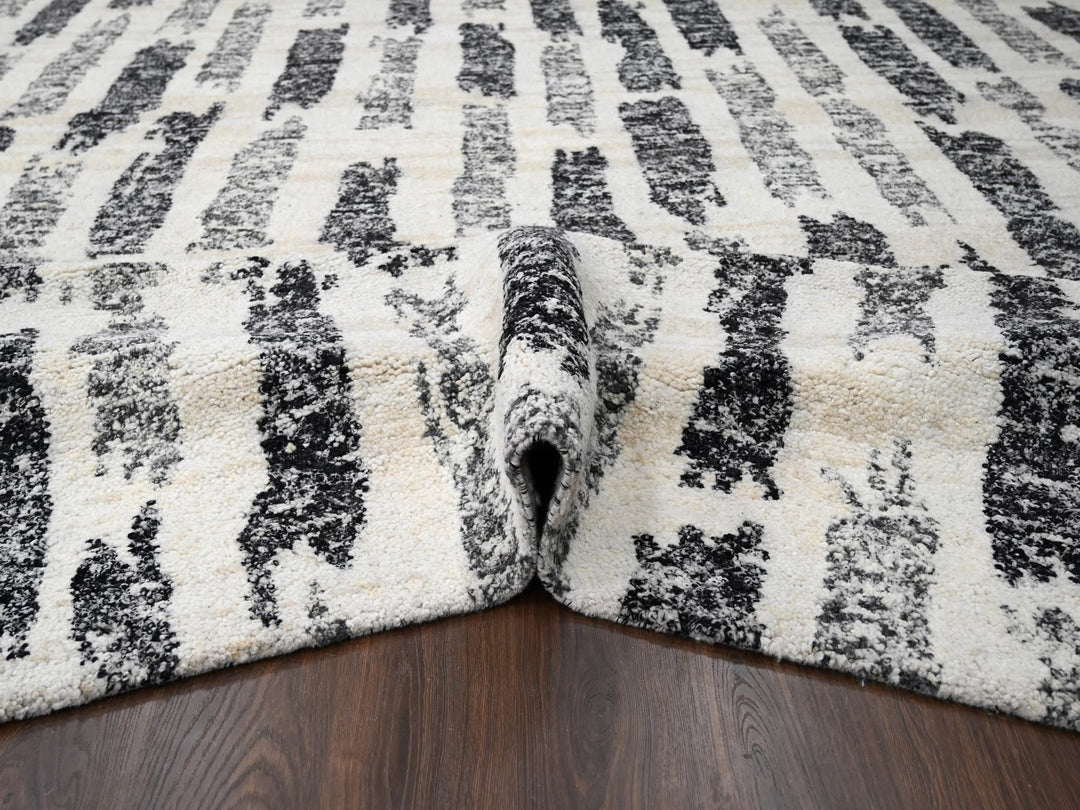 12'0" x 14'9" New Hand Knotted Black Wool Rectangle Oriental Rug - MOA10284207