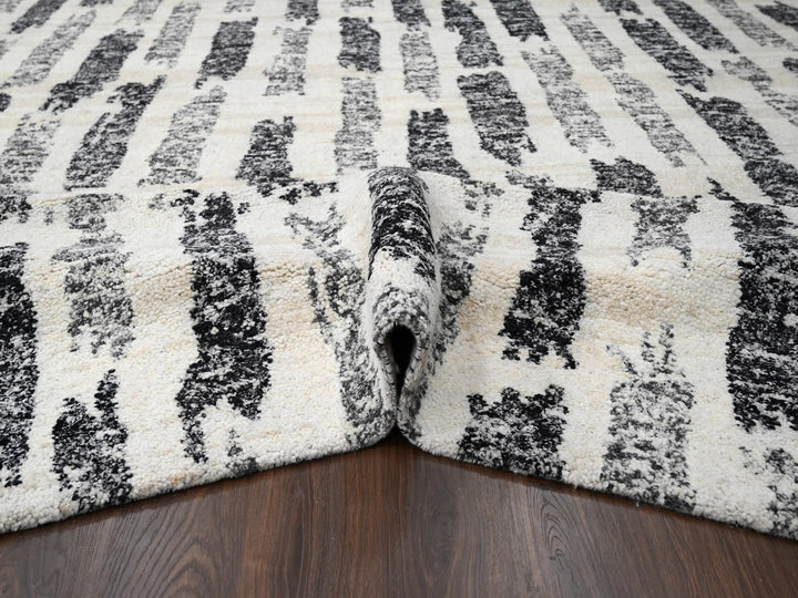 12'0" x 14'9" New Hand Knotted Black Wool Rectangle Oriental Rug - MOA10284207
