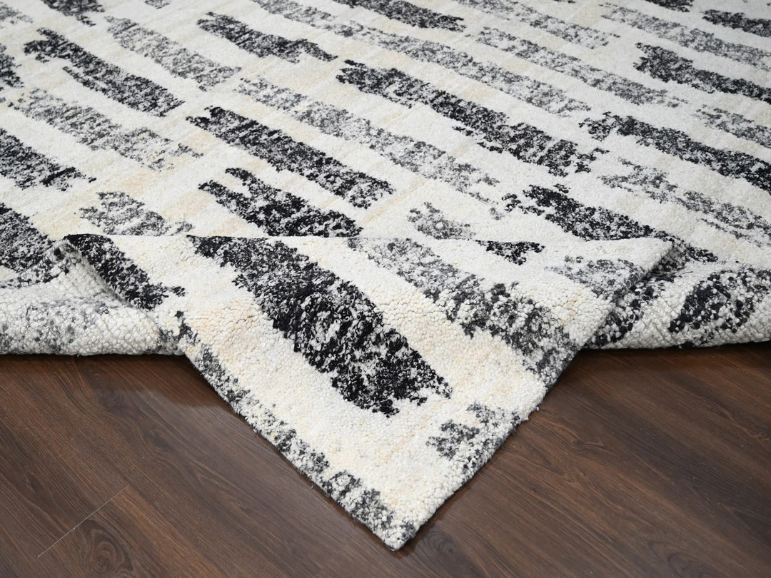 12'0" x 14'9" New Hand Knotted Black Wool Rectangle Oriental Rug - MOA10284207