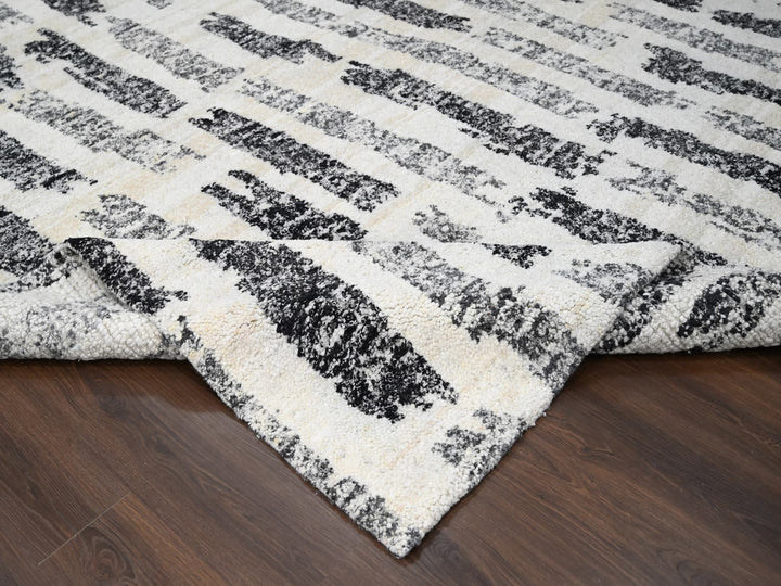 12'0" x 14'9" New Hand Knotted Black Wool Rectangle Oriental Rug - MOA10284207