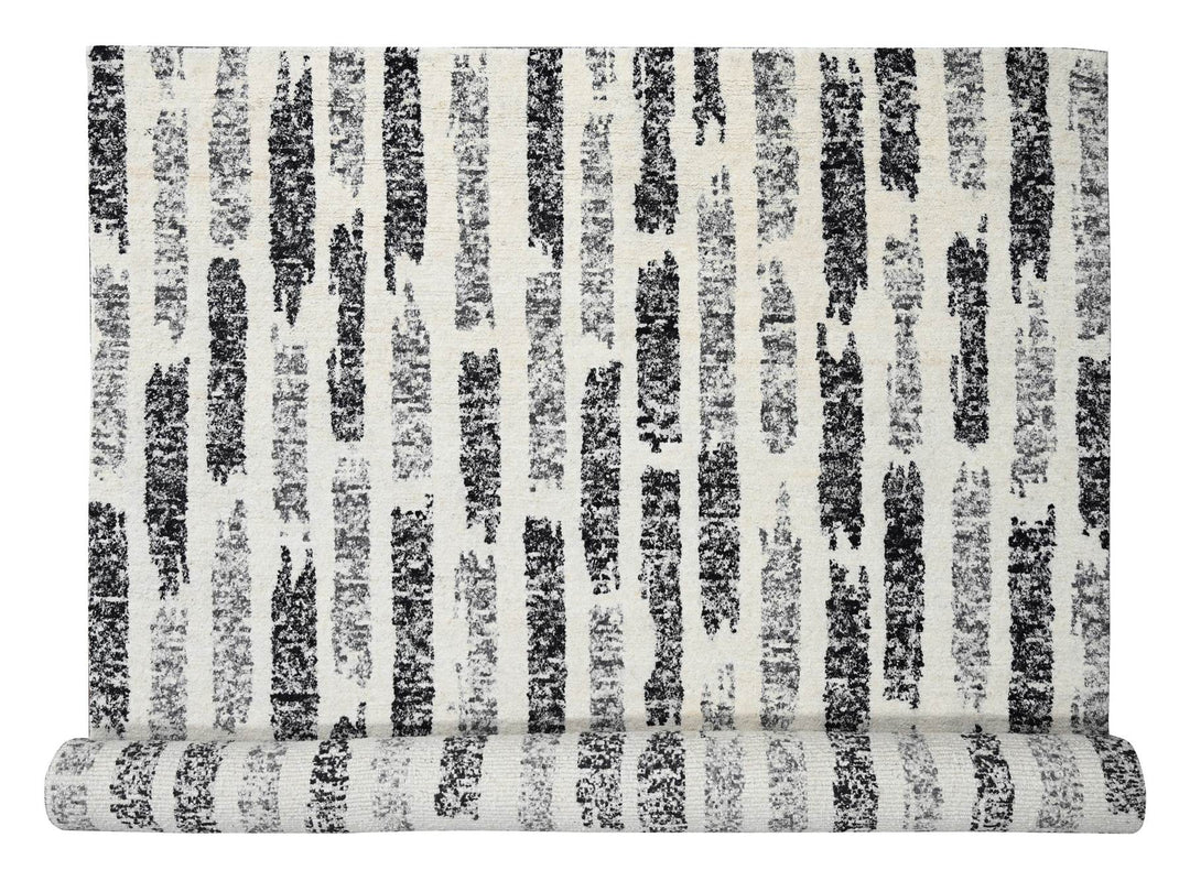 12'0" x 17'9" New Hand Knotted Black Wool Rectangle Oriental Rug - MOA10284208