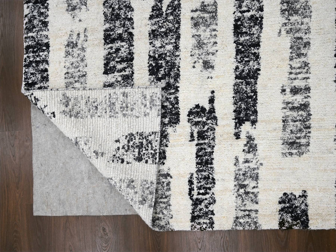 12'0" x 17'9" New Hand Knotted Black Wool Rectangle Oriental Rug - MOA10284208