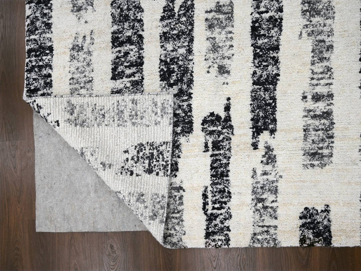 12'0" x 17'9" New Hand Knotted Black Wool Rectangle Oriental Rug - MOA10284208