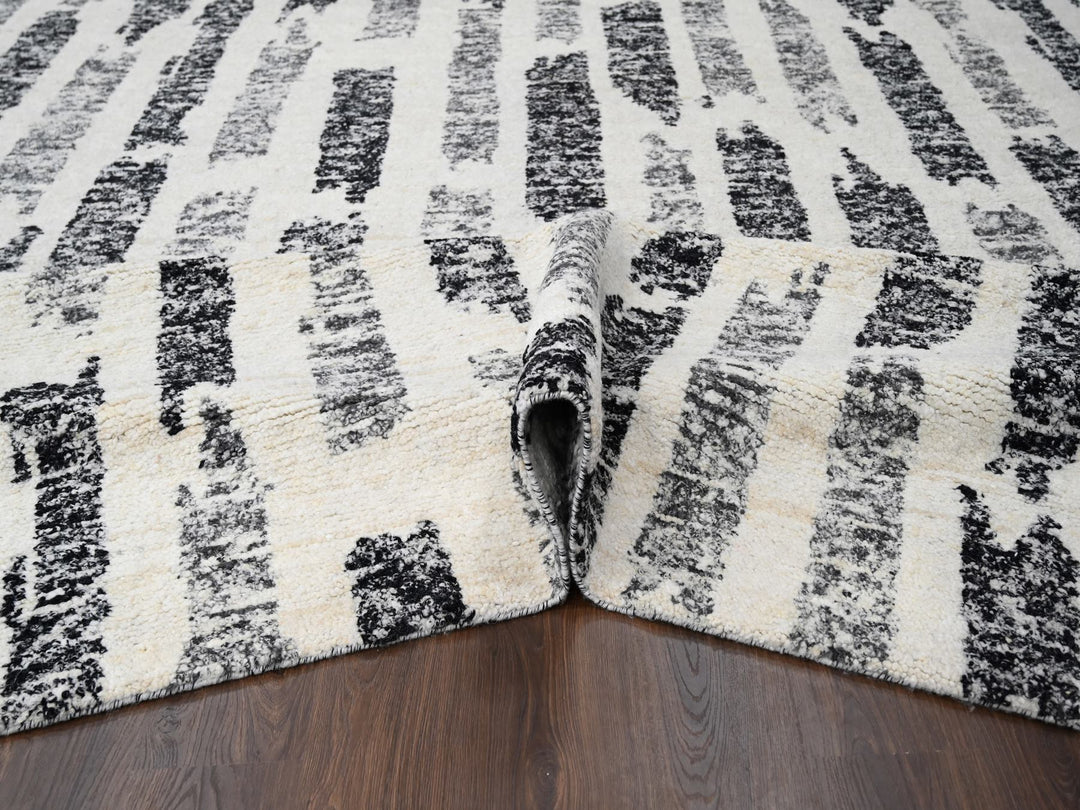 12'0" x 17'9" New Hand Knotted Black Wool Rectangle Oriental Rug - MOA10284208