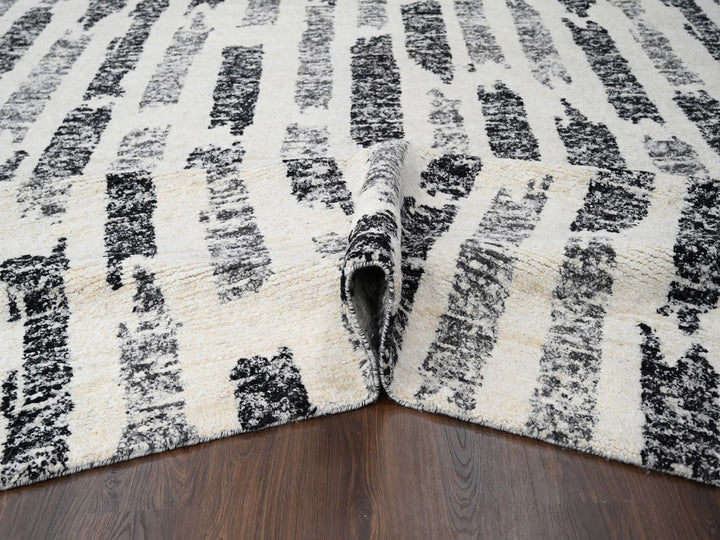 12'0" x 17'9" New Hand Knotted Black Wool Rectangle Oriental Rug - MOA10284208
