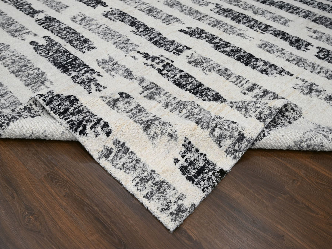 12'0" x 17'9" New Hand Knotted Black Wool Rectangle Oriental Rug - MOA10284208