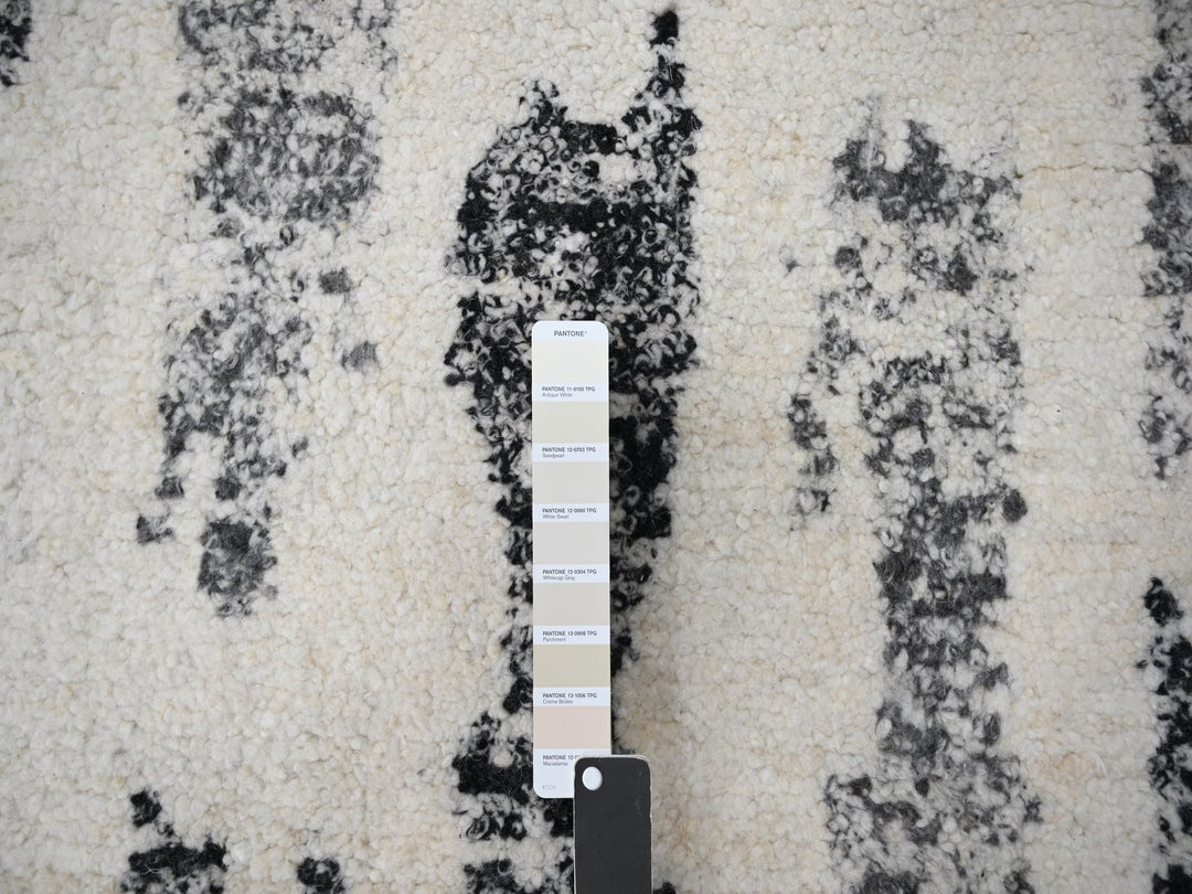 12'0" x 17'9" New Hand Knotted Black Wool Rectangle Oriental Rug - MOA10284208