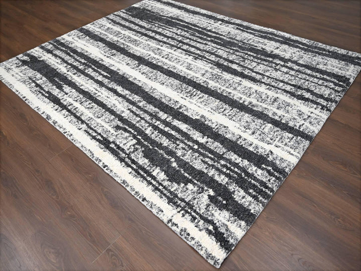 8'3" x 10'0" New Hand Knotted Black Wool Rectangle Oriental Rug - MOA10284209