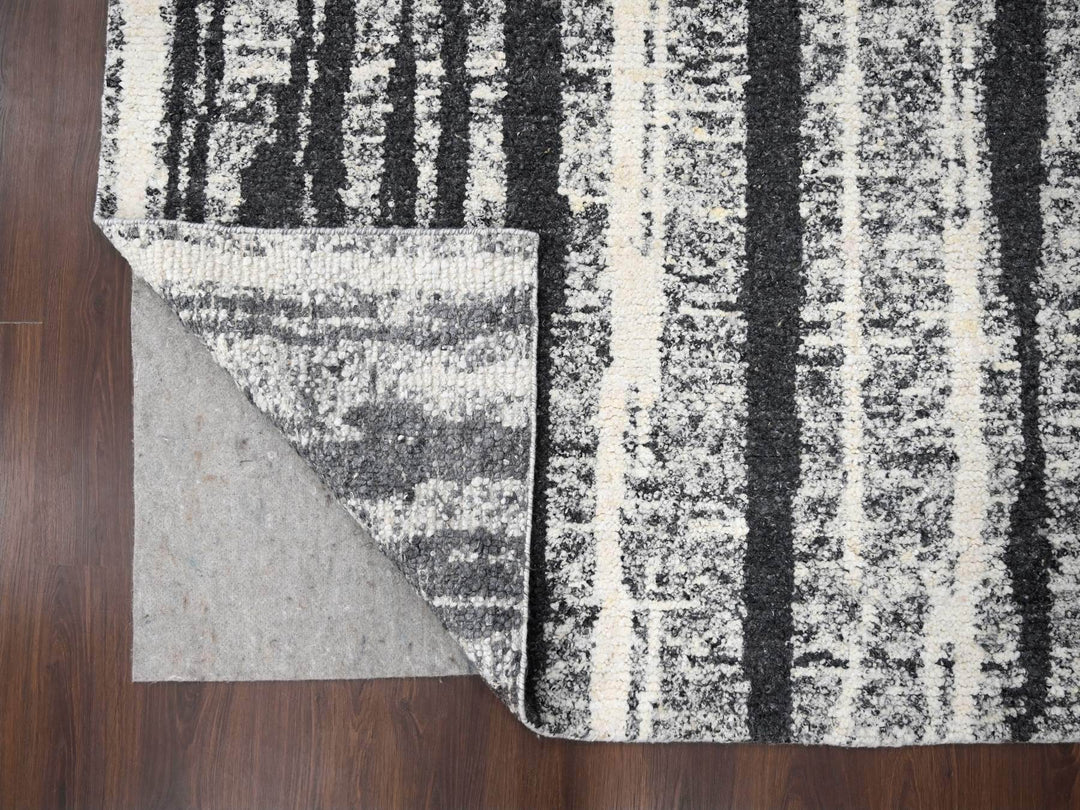 8'3" x 10'0" New Hand Knotted Black Wool Rectangle Oriental Rug - MOA10284209