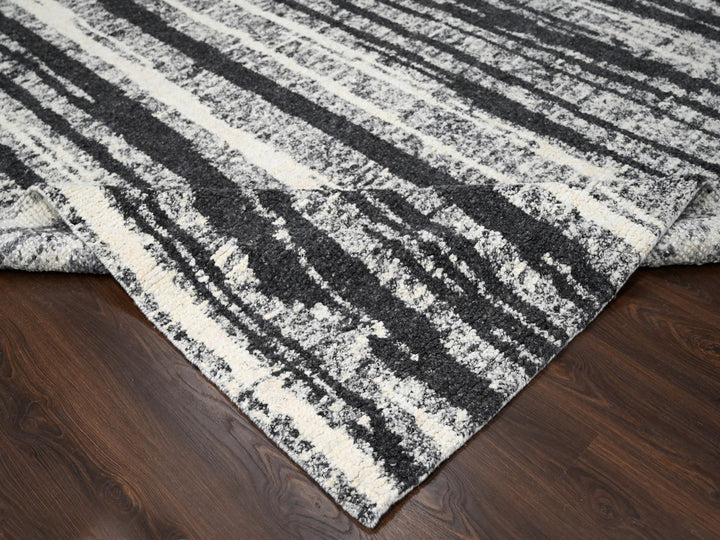 8'3" x 10'0" New Hand Knotted Black Wool Rectangle Oriental Rug - MOA10284209