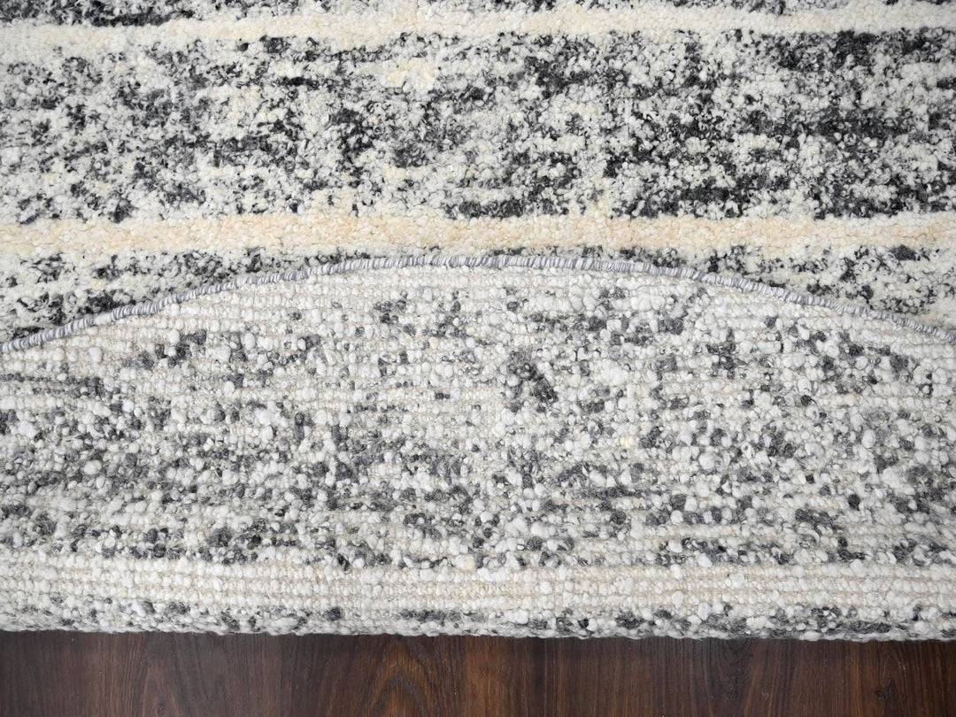 8'0" x 8'0" New Hand Knotted Black Wool Round Oriental Rug - MOA10284214