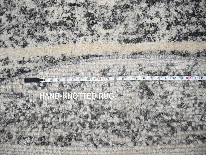 8'0" x 8'0" New Hand Knotted Black Wool Round Oriental Rug - MOA10284214