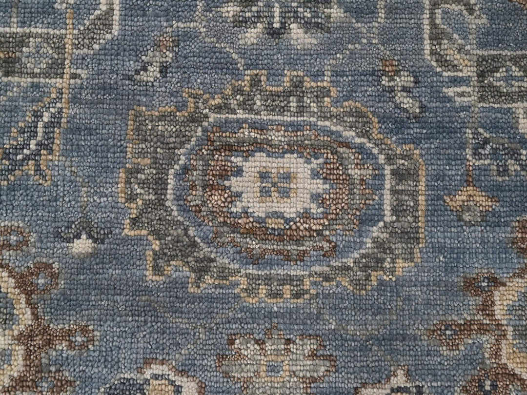 8'0" x 8'0" New Hand Knotted Grey Wool Round Oriental Rug - MOA10284223